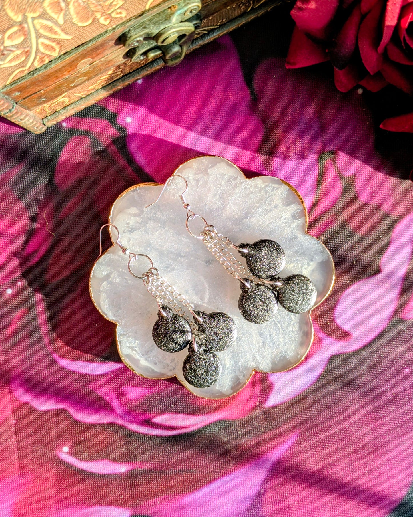 Black Glitter Bauble Earrings