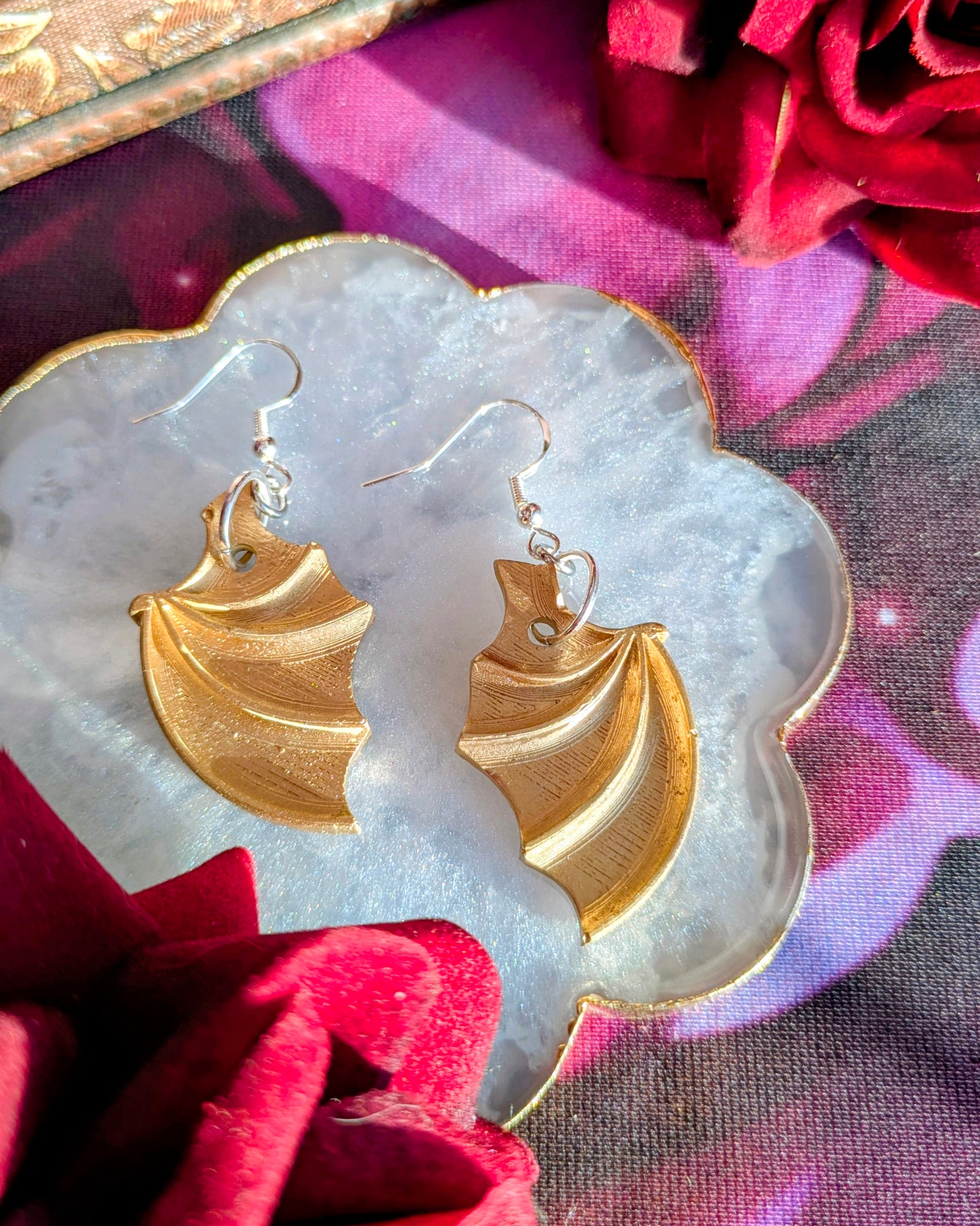 Feather - Golden Dragon Wing Earrings