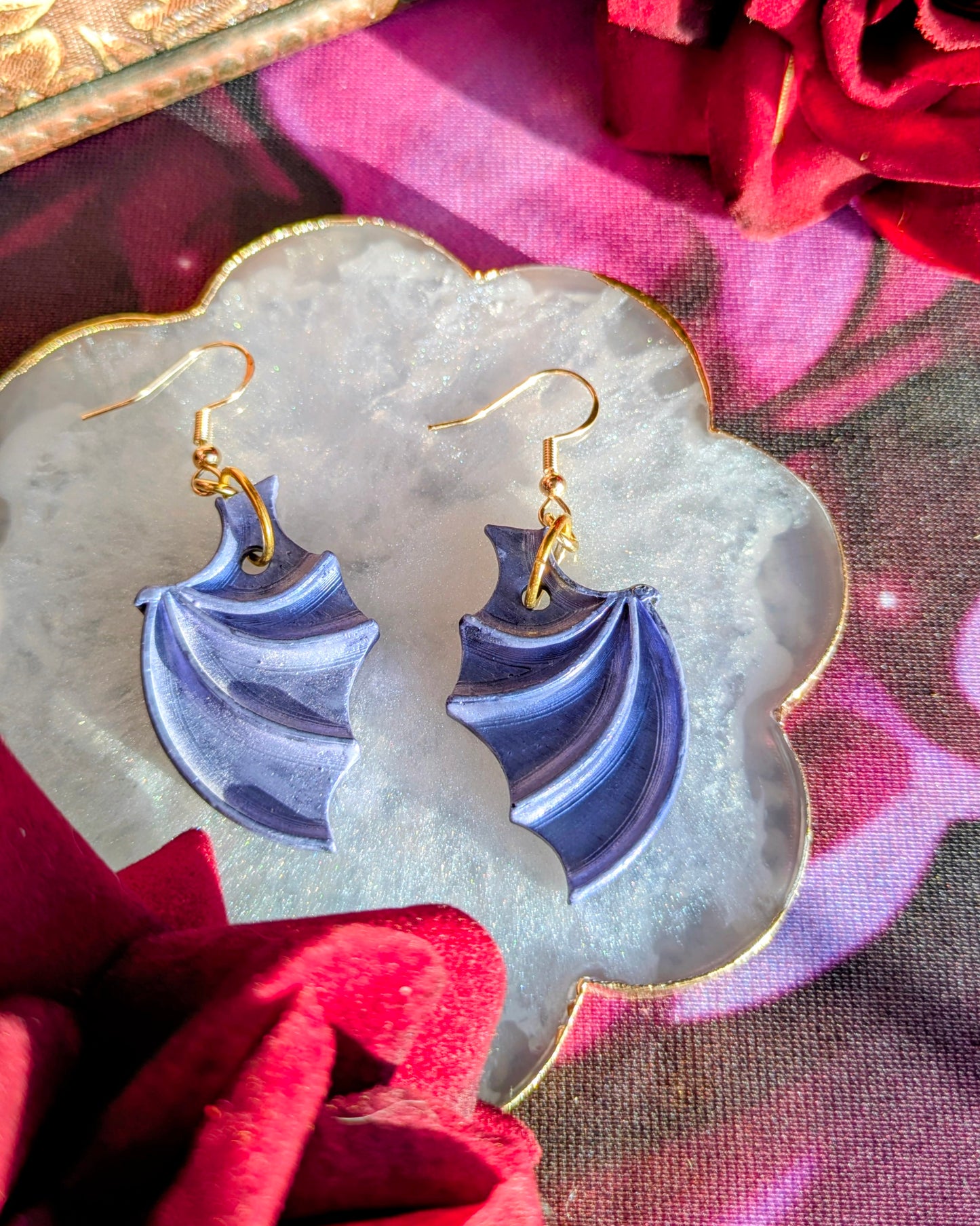 Second Honour - Iridescent Dragon Wing Earrings