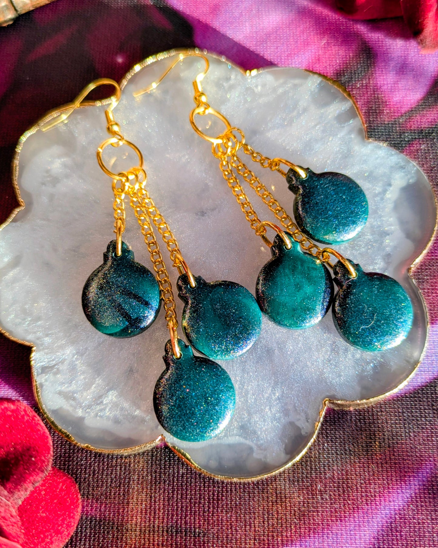 Green Glitter Bauble Earrings