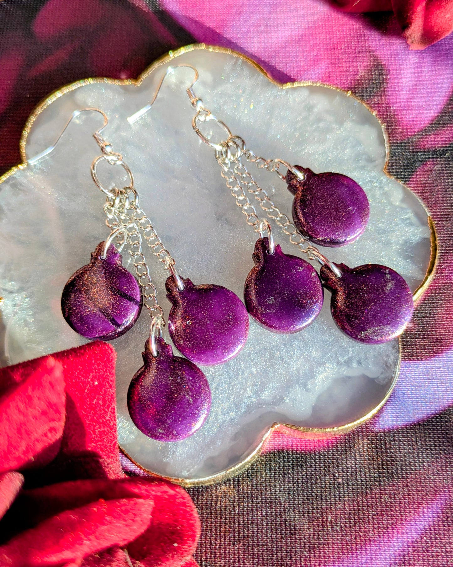 Purple Glitter Bauble Earrings