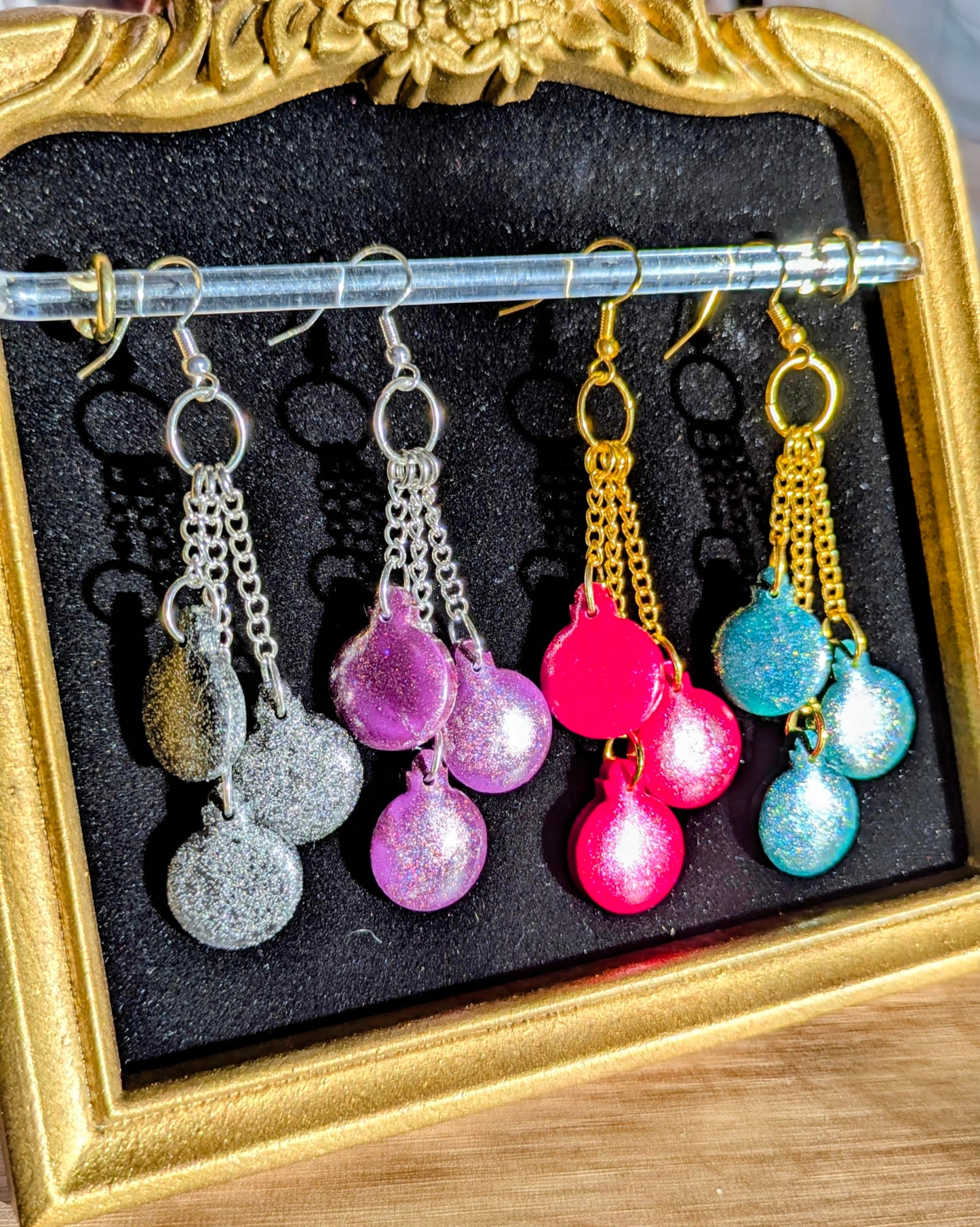 Green Glitter Bauble Earrings