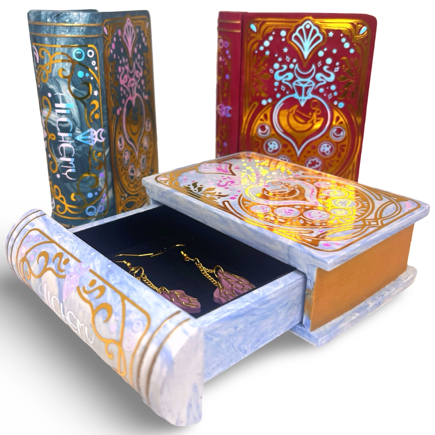 Alchemy Themed Trinket Book Shaped Jewellery Box