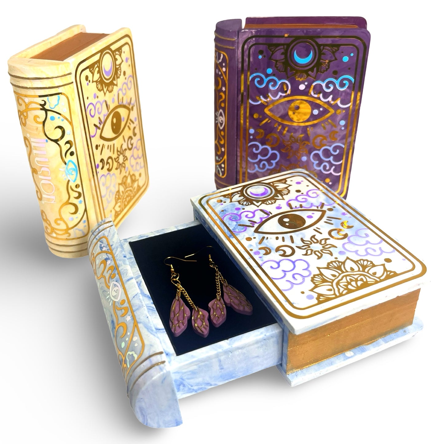 Illusion Themed Trinket Book Shaped Jewellery Box