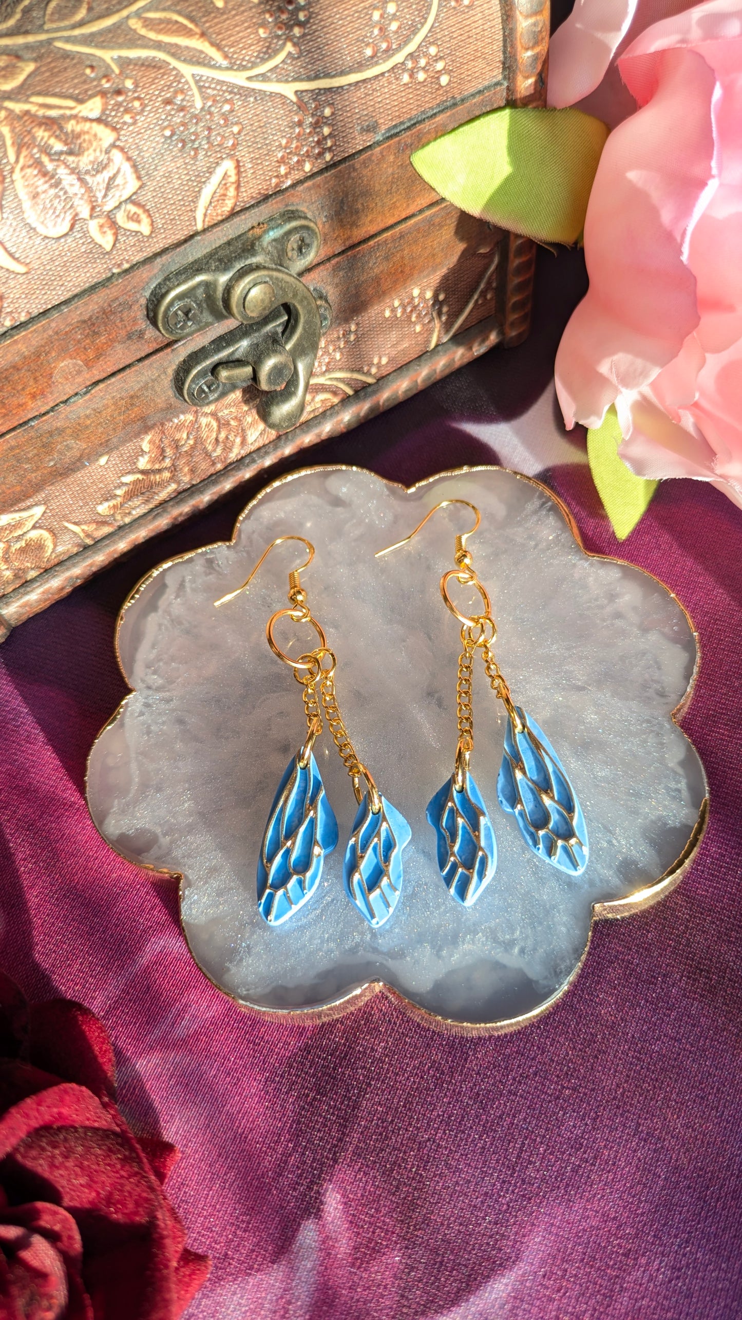 Blue Fairy Wing Earrings