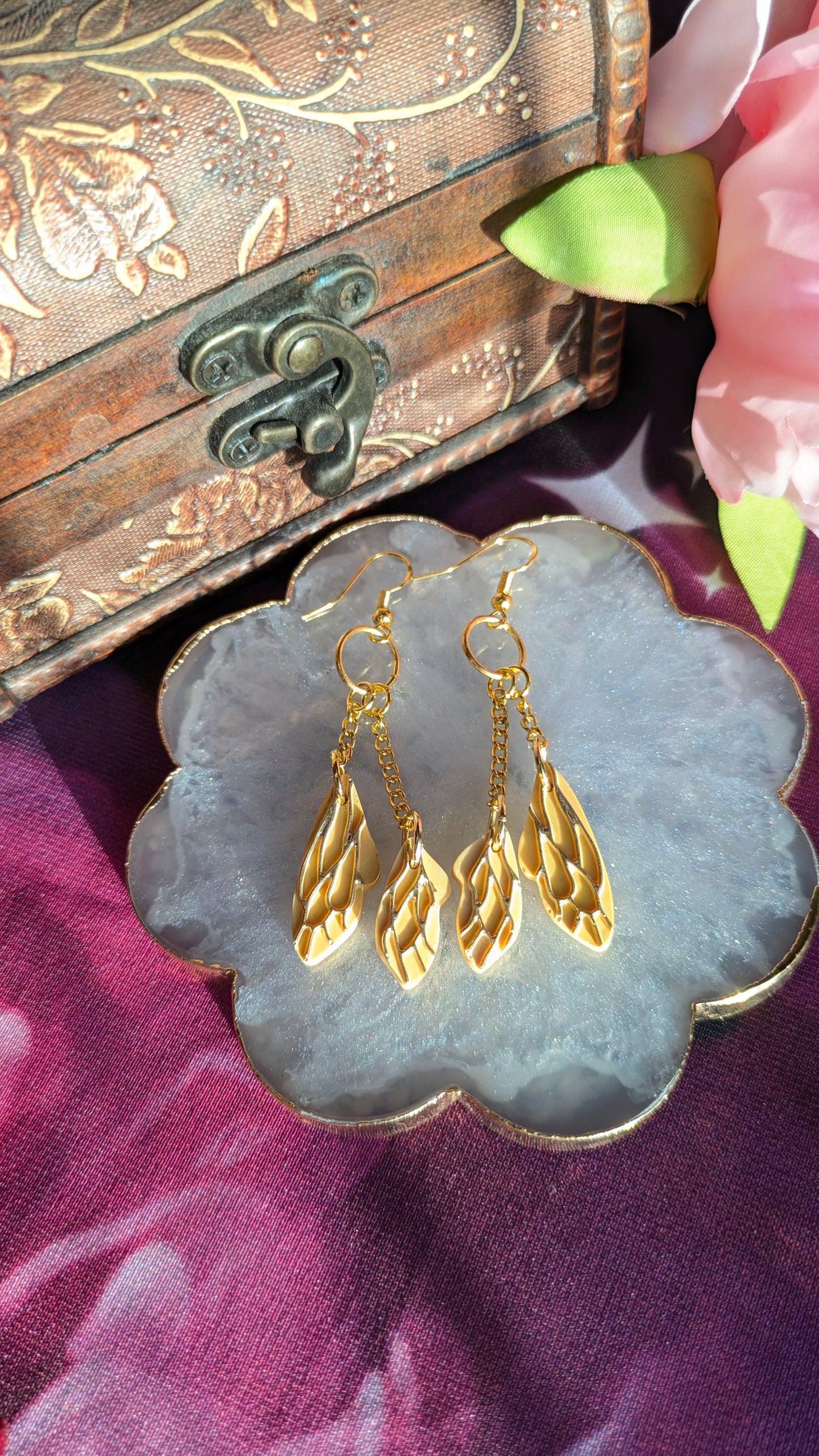 Yellow Fairy Wing Earrings