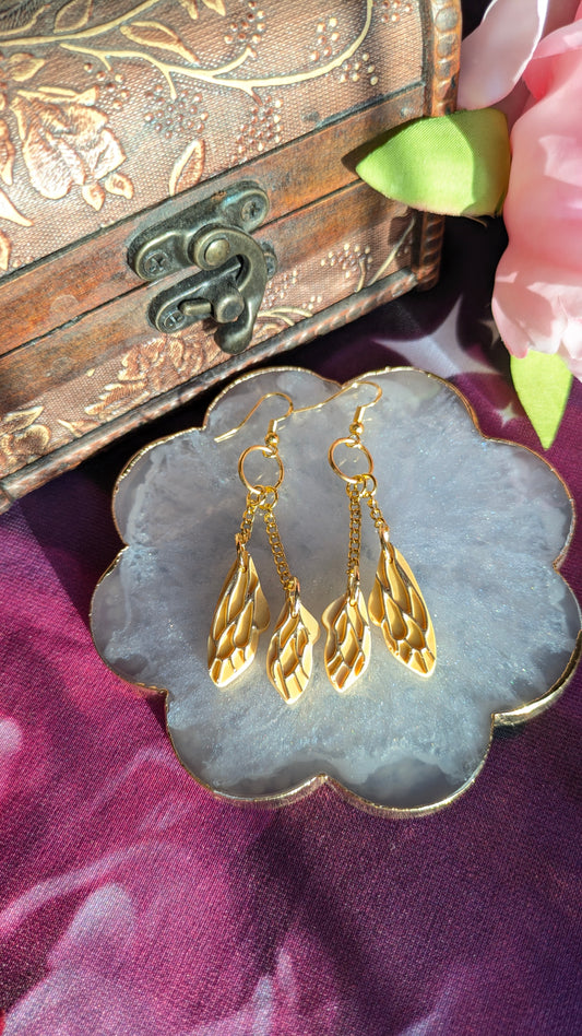 Yellow Fairy Wing Earrings