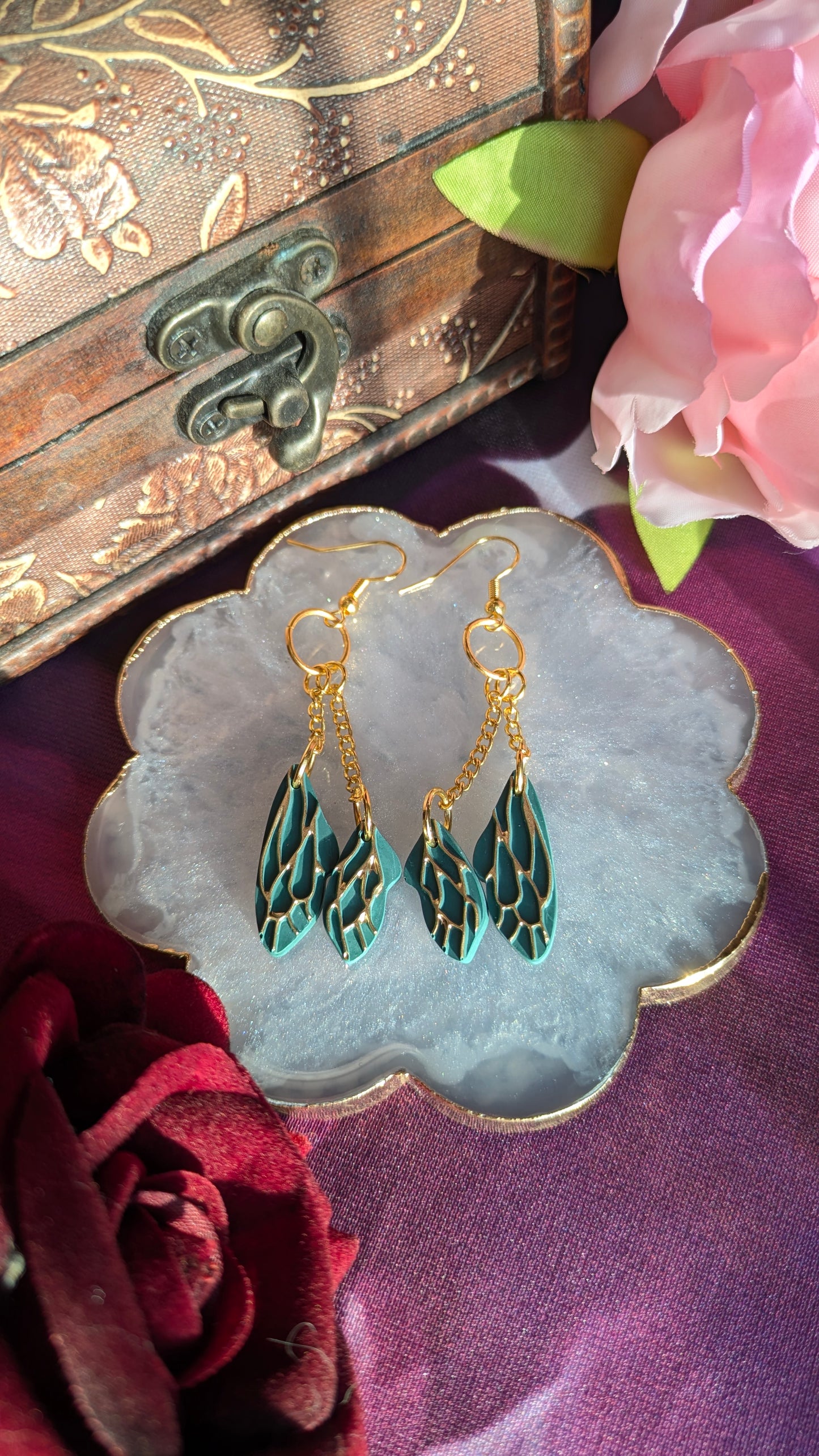 Emerald Fairy Wing Earrings