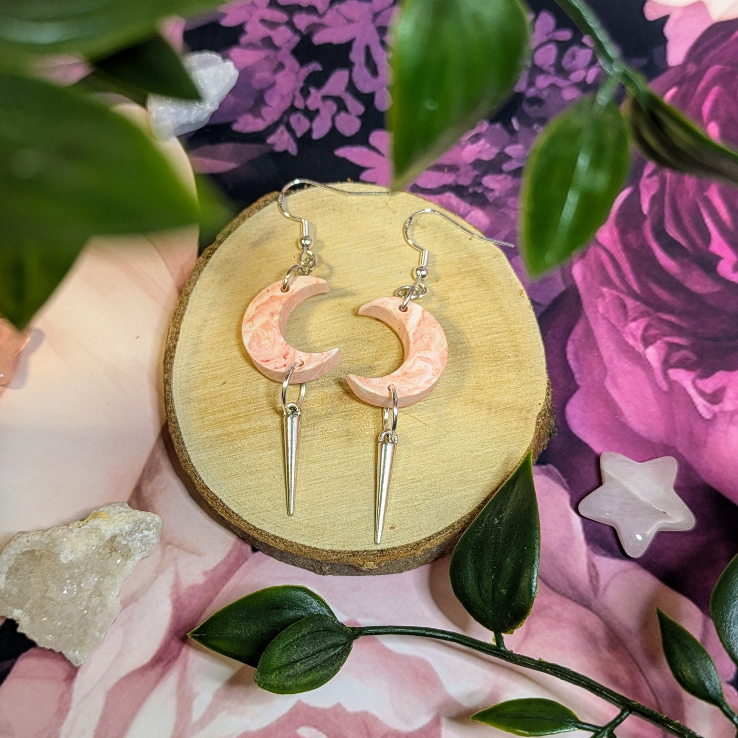 Single Spike Moon Earrings