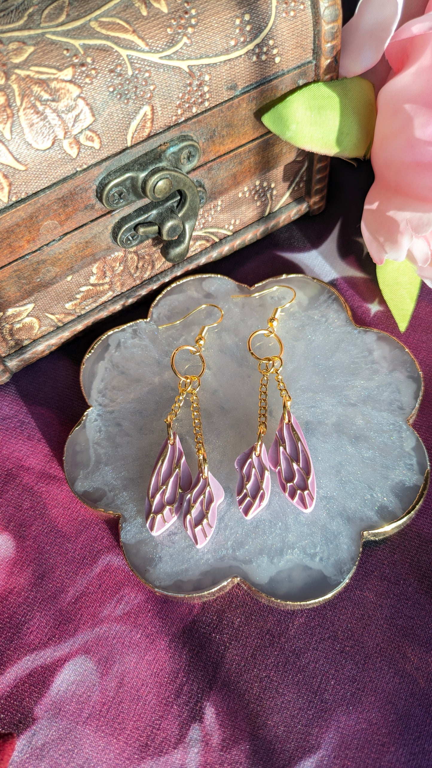 Pink Fairy Wing Earrings