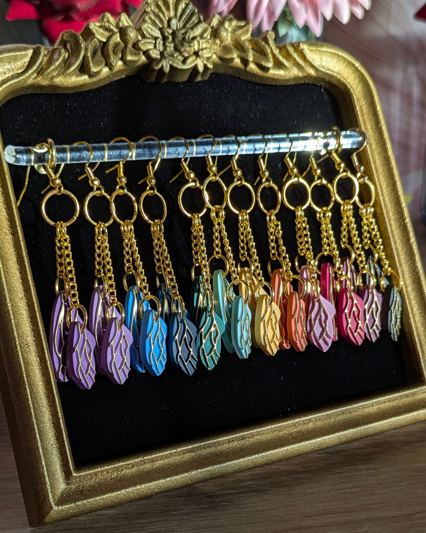 Charcoal Fairy Wing Earrings