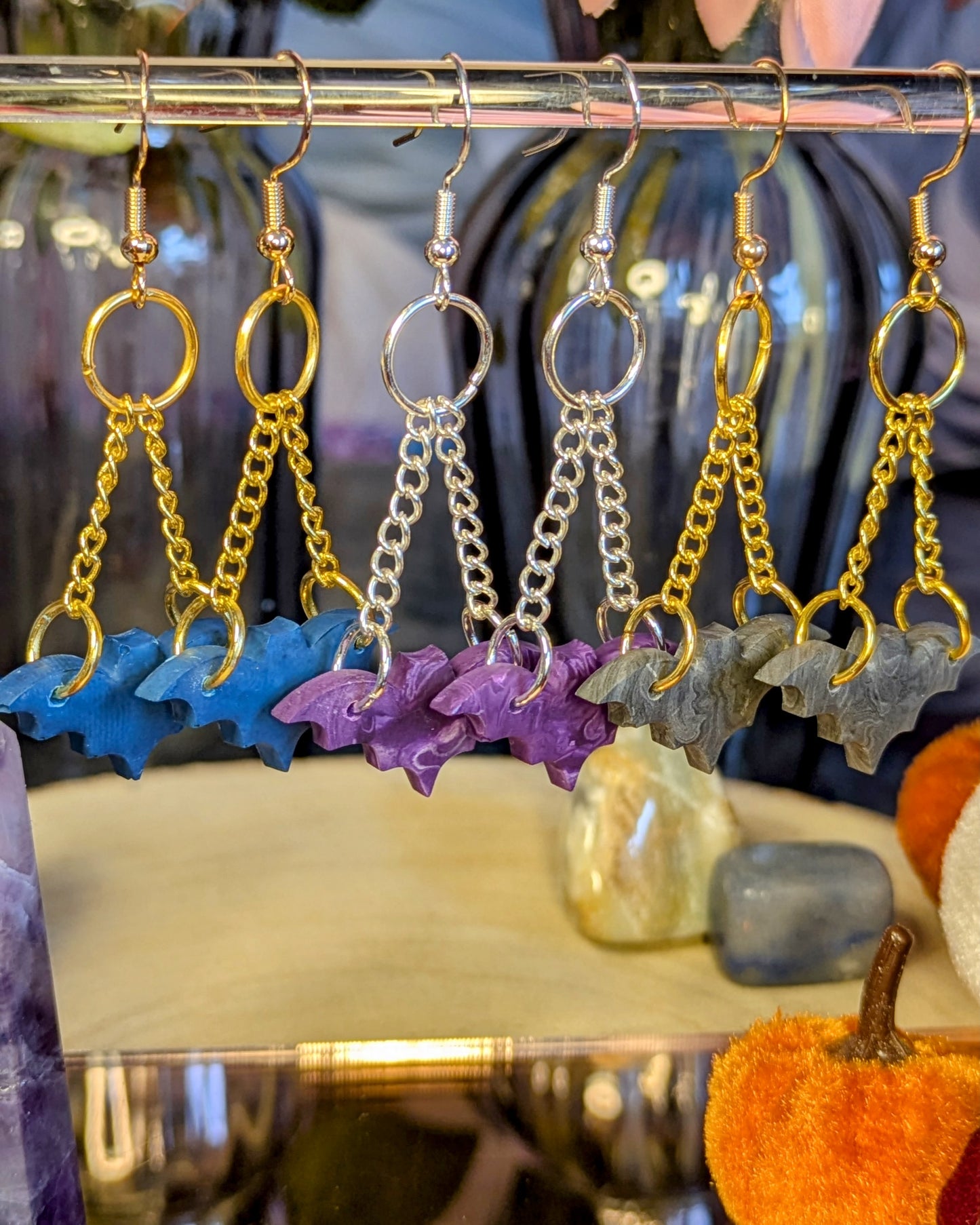 Hanging Bat Earrings