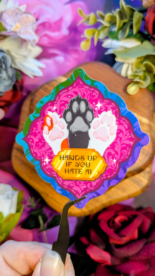 Hands Up If You Hate AI - Die Cut Stickers