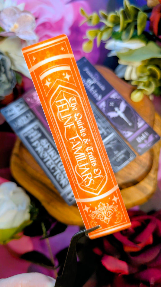 The Quirks & Traits of Feline Familiars - Book Spine Sticker