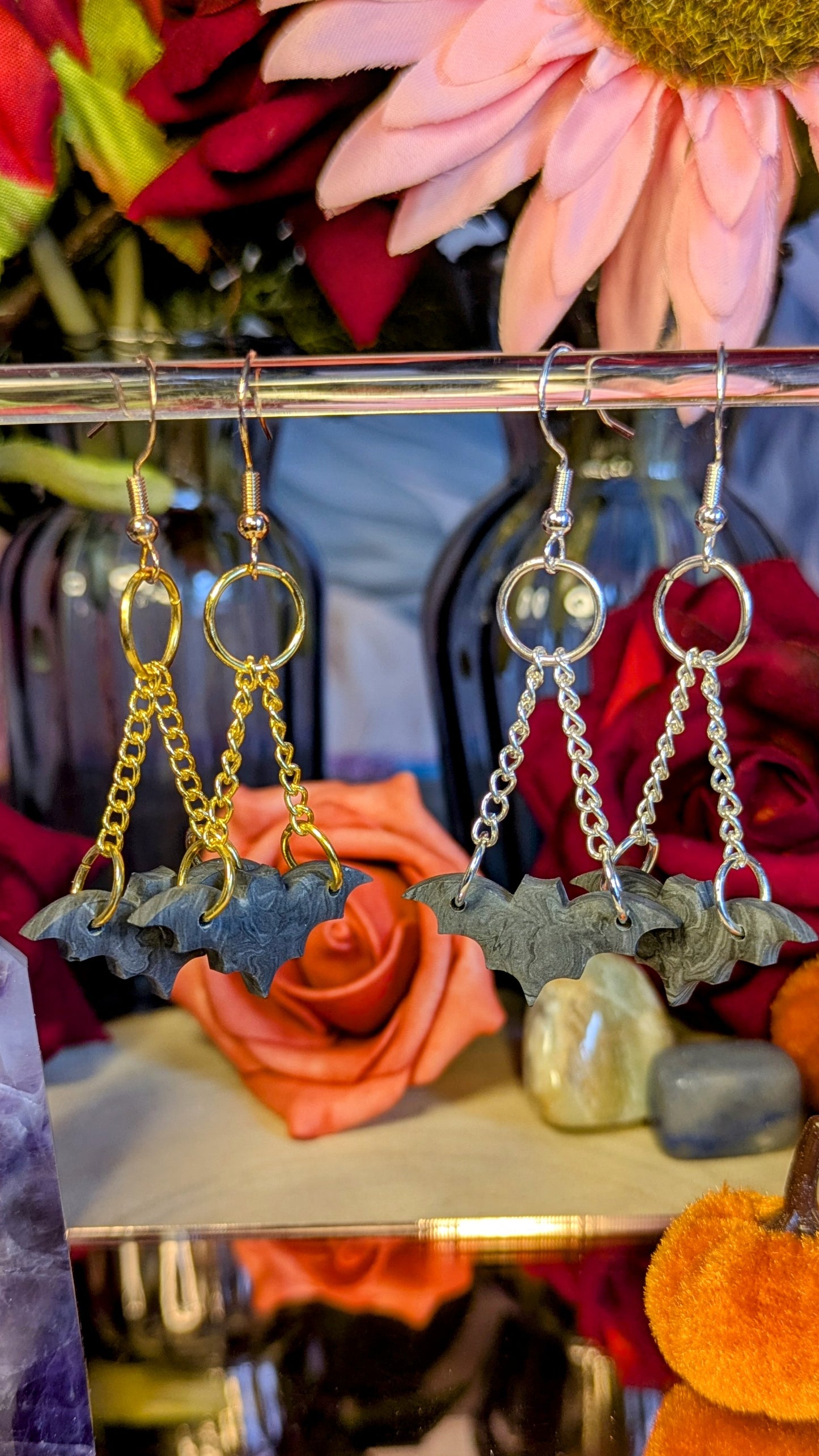 Hanging Bat Earrings