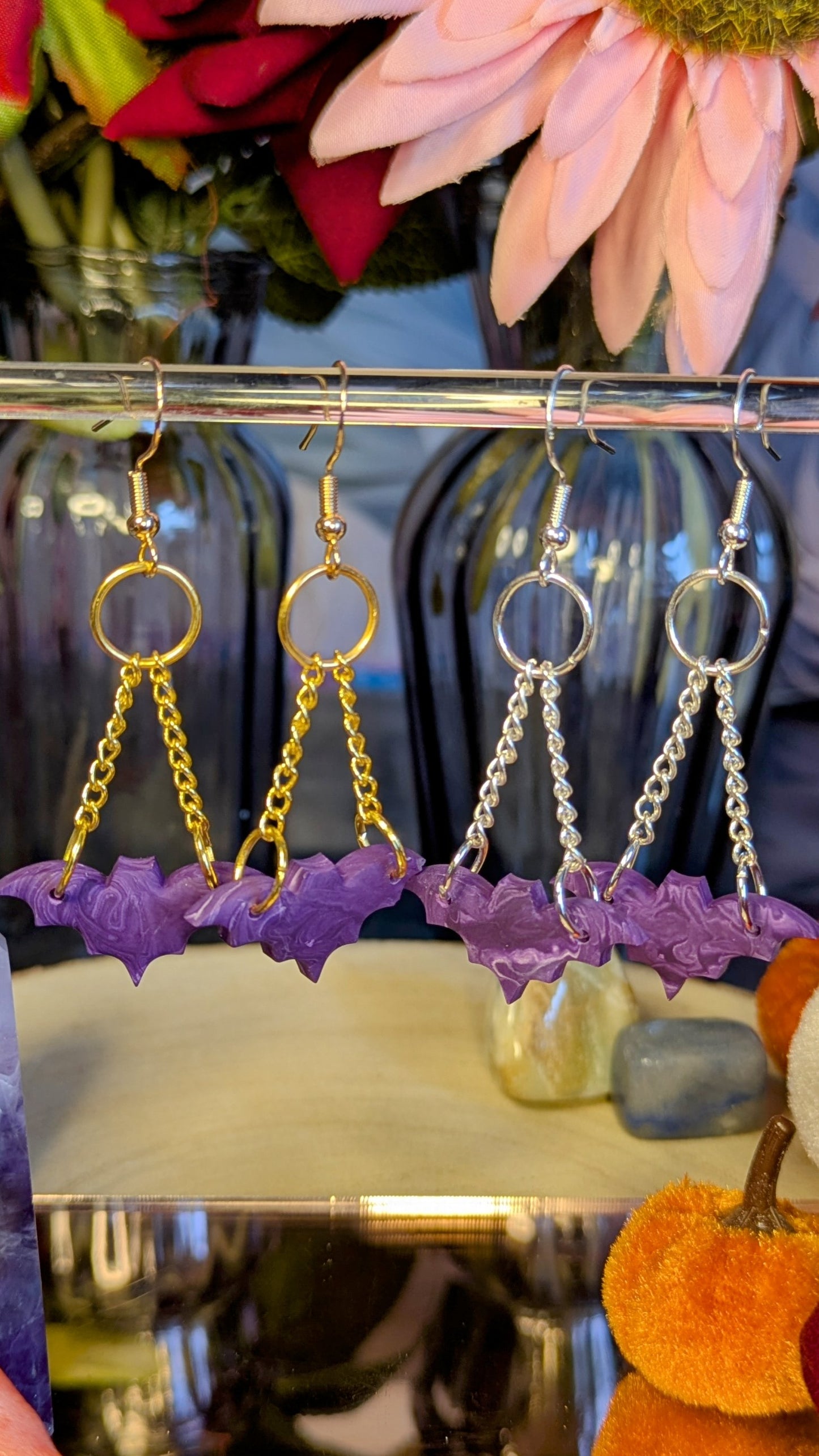 Hanging Bat Earrings