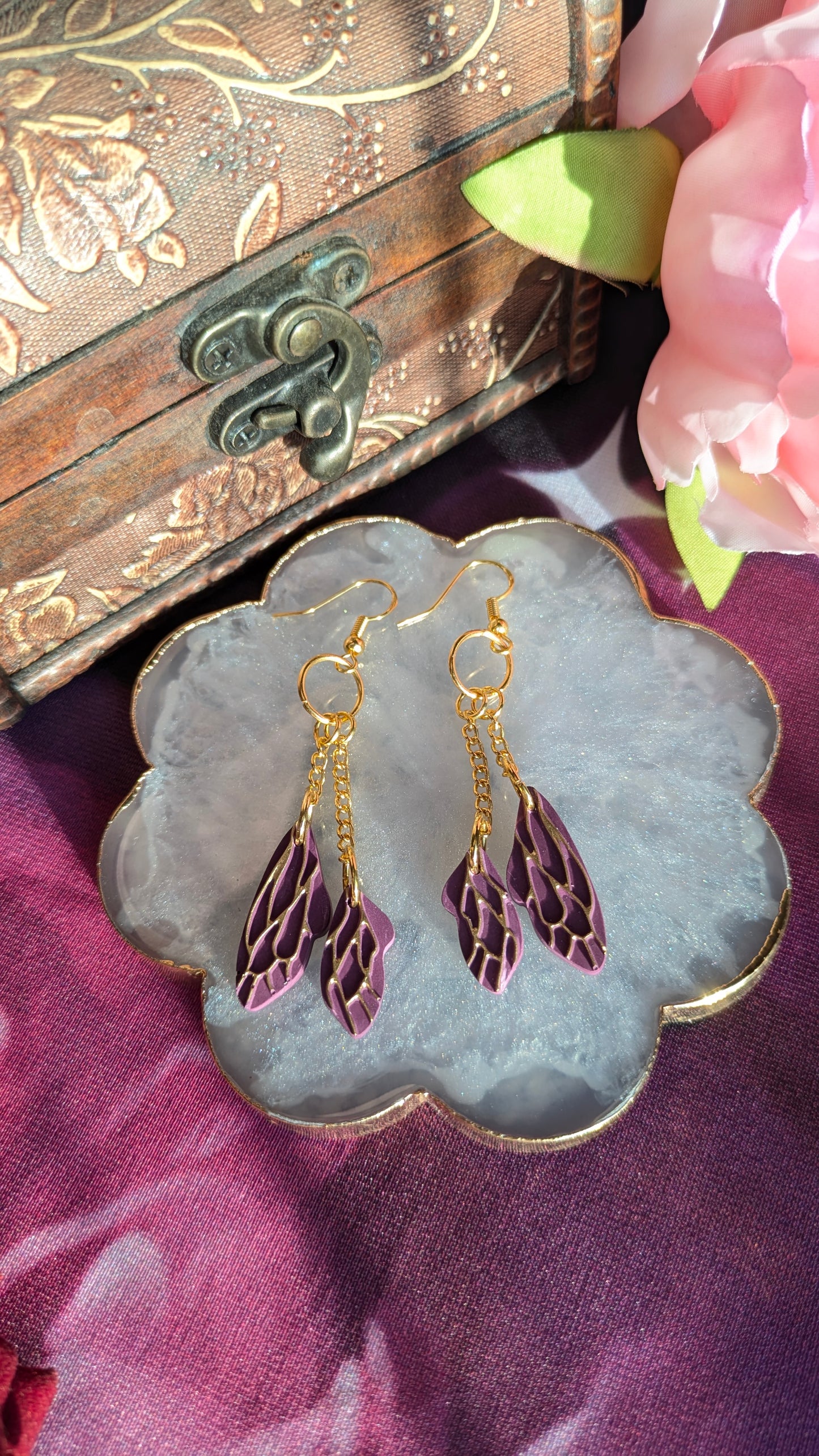 Mauve Fairy Wing Earrings