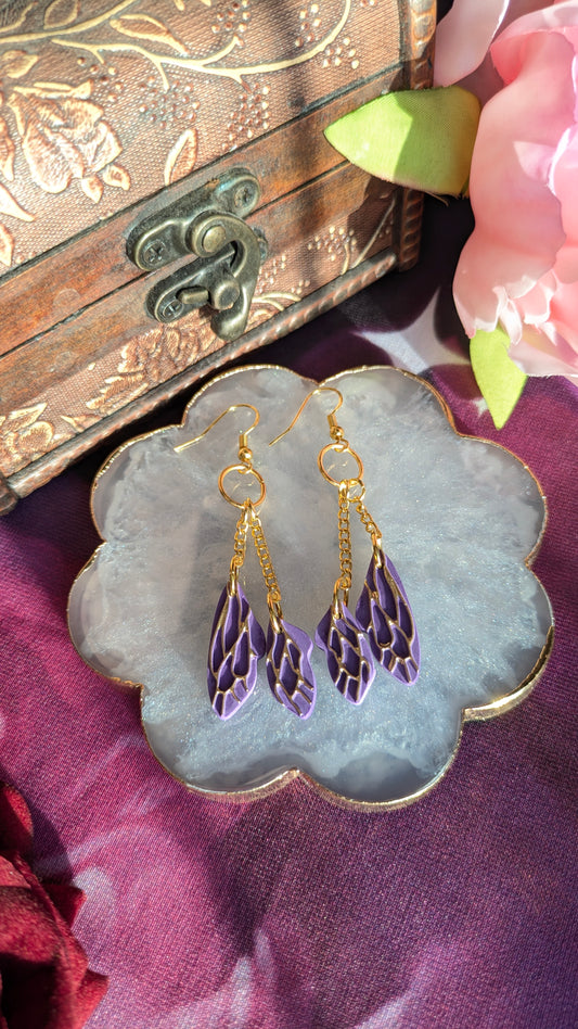 Purple Fairy Wing Earrings