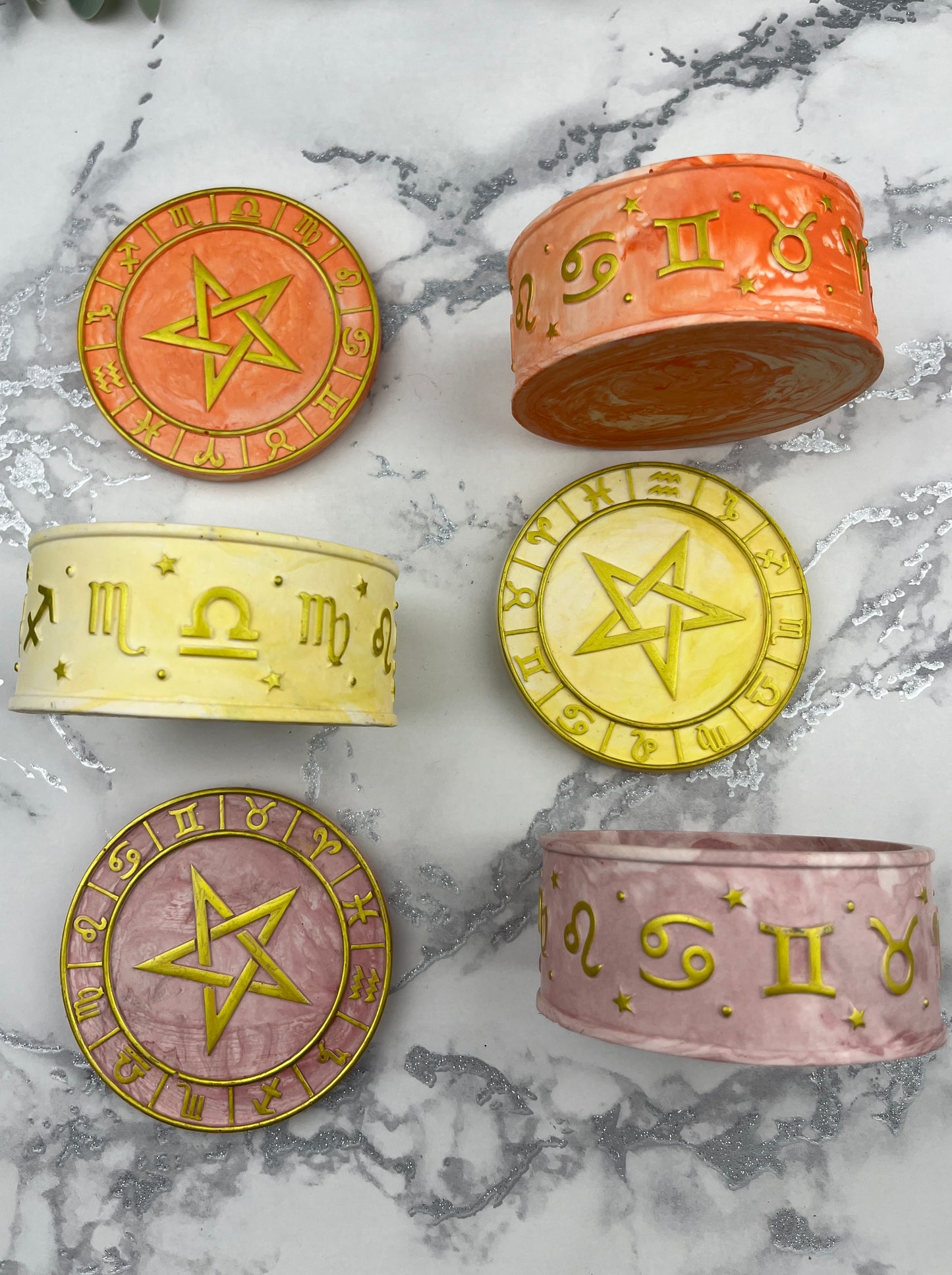 Trinket Box - Yellow Star and Horoscopes Detail