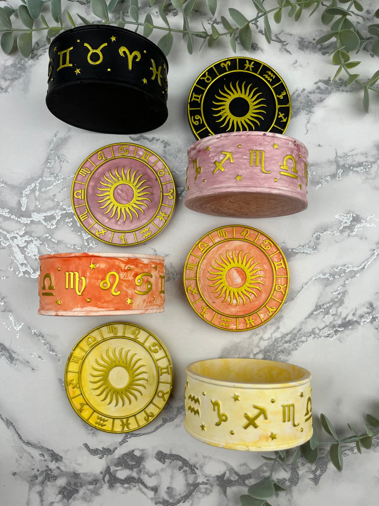 Trinket Box - Pink Sun and Horoscopes Detail