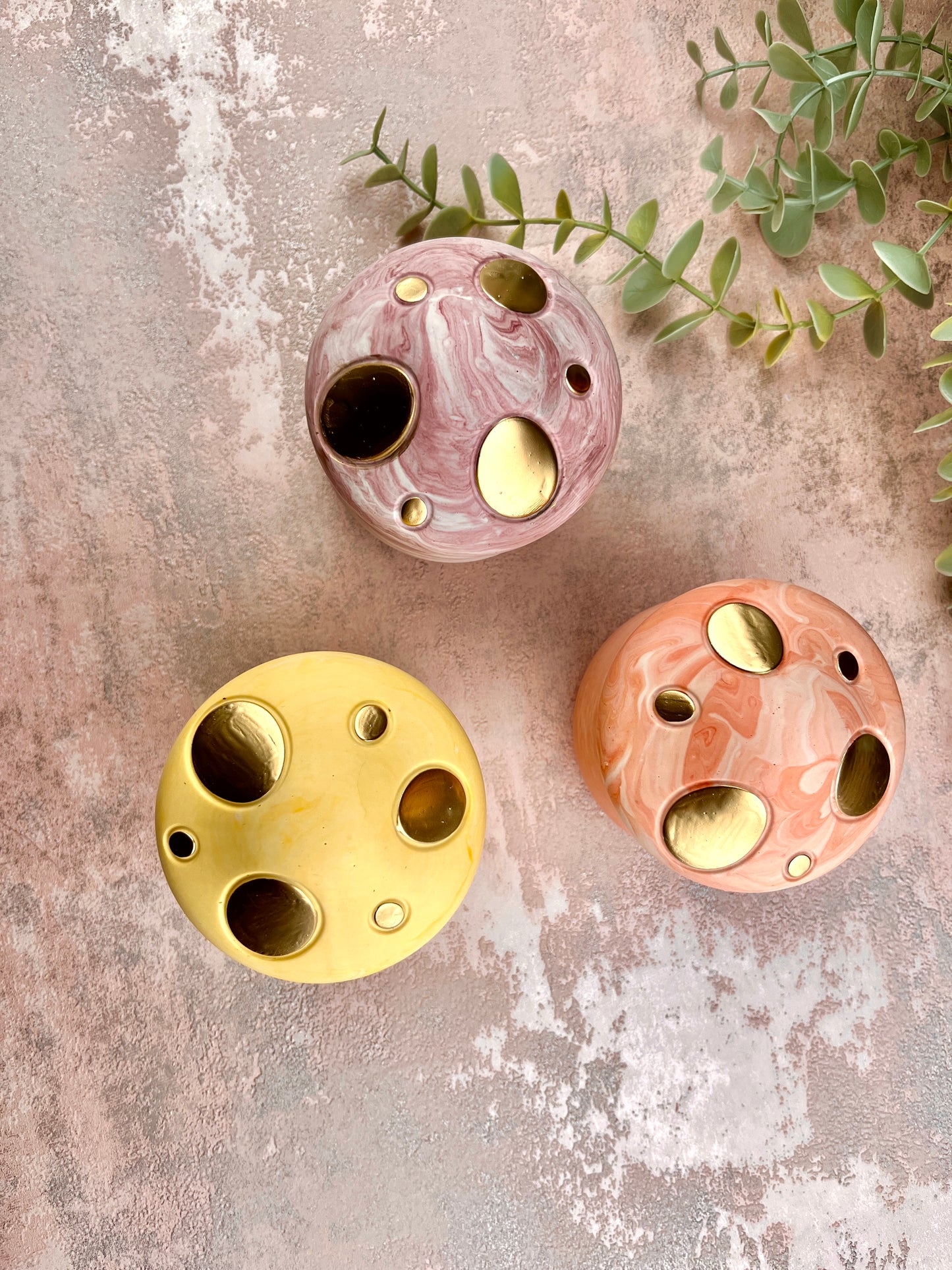 Mushroom Jar - Orange With Gold Detail Trinket Box