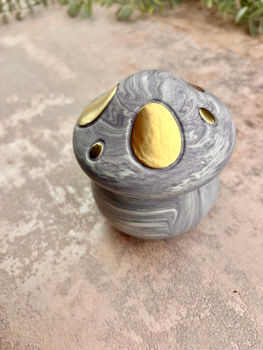 Mushroom Jar - Lilac With Gold Detail Trinket Box