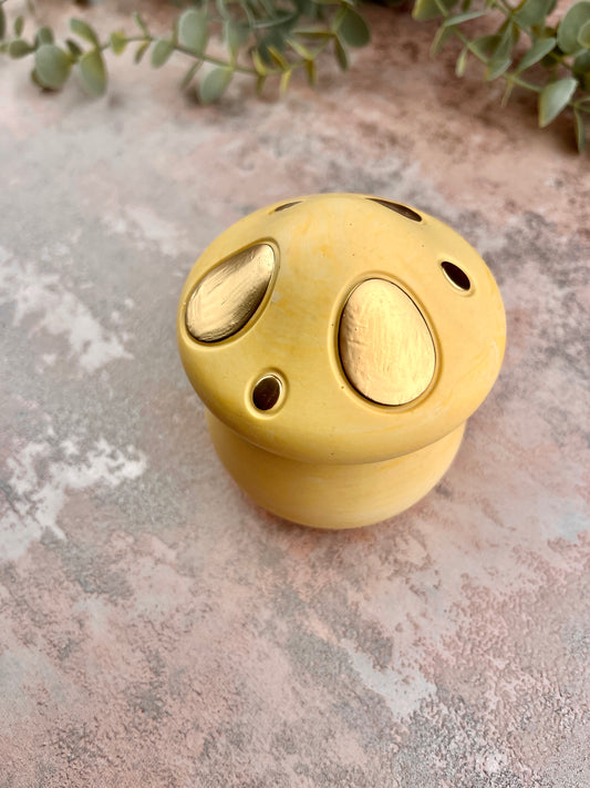 Mushroom Jar - Yellow With Gold Detail Trinket Box